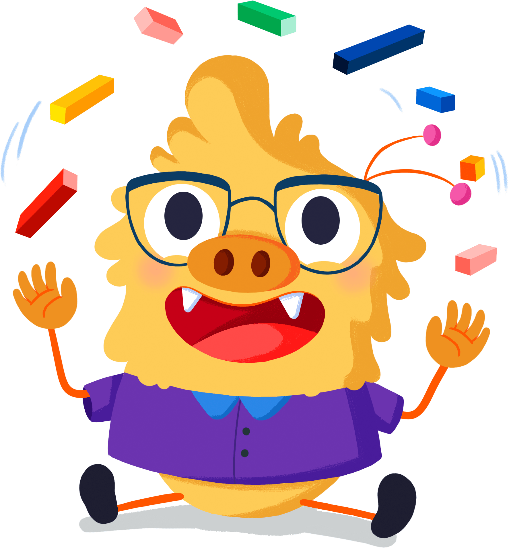 Ilustración de la mascota que acompaña el curso El lenguaje y el material manipulativo como medio para el aprendizaje matemático