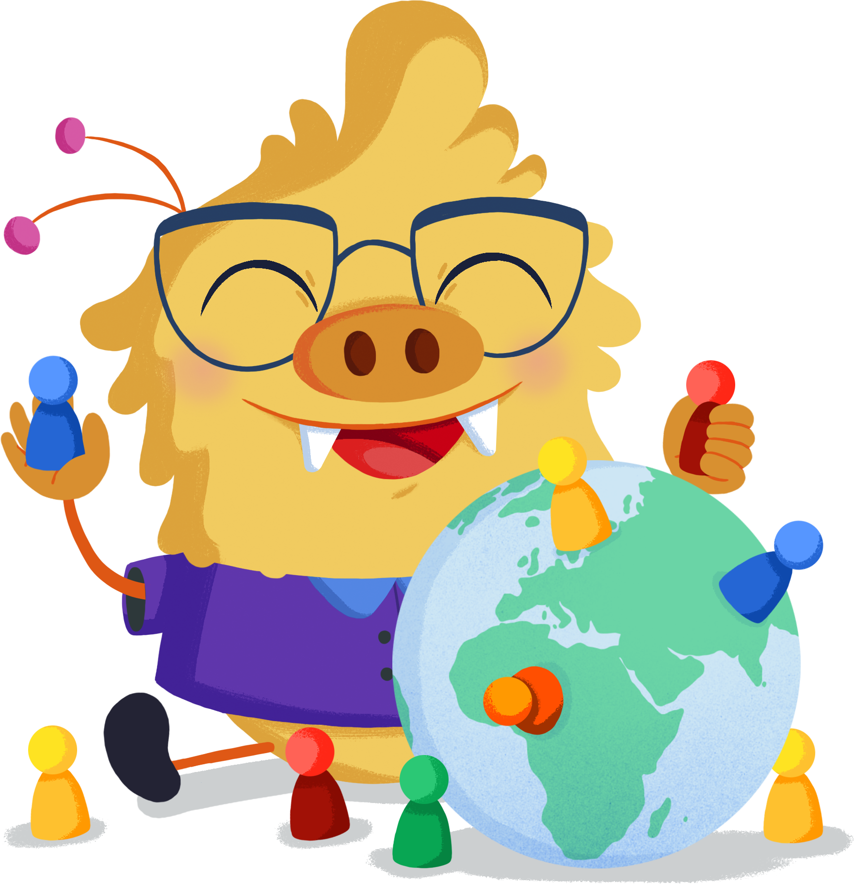 Ilustración de la mascota que acompaña el curso Interculturalidad y alumnado de nueva incorporación