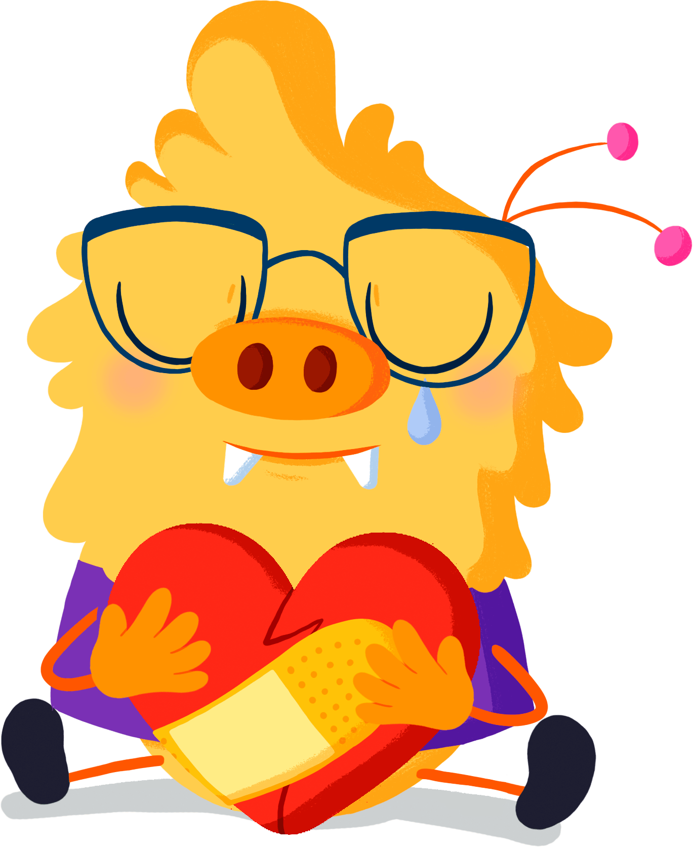 Ilustración de la mascota que acompaña el curso Salud emocional. Acompañar a niños y jóvenes en las adversidades, la muerte y el duelo