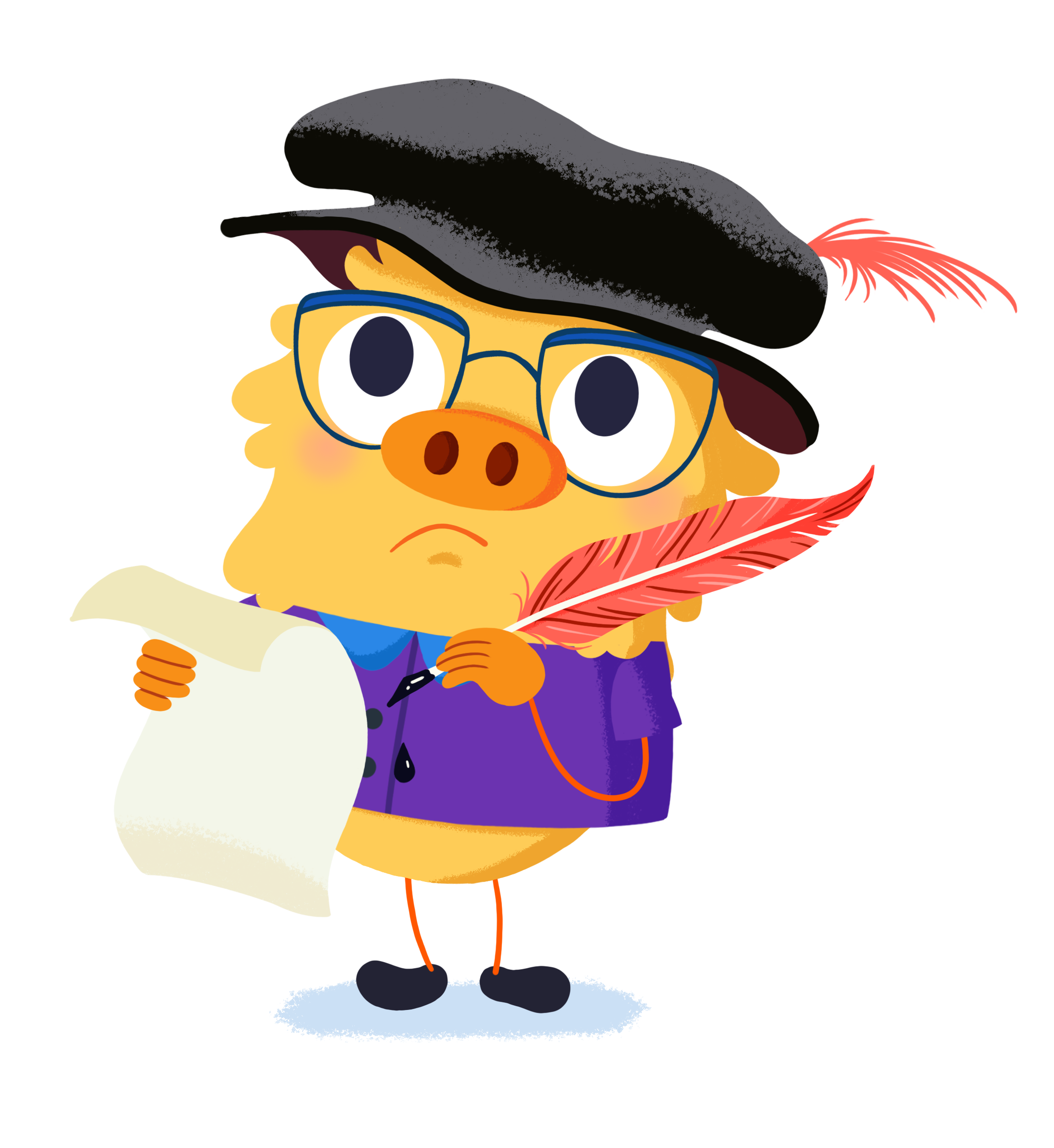 Ilustración de la mascota que acompaña el curso Escritura creativa y significativa a partir de tipologías textuales